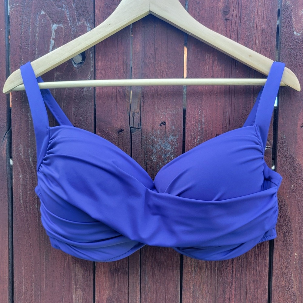 Soma Intimates Royal Blue Twist‎ Front Underwire Bikini Swim Top 38DD 36DDD